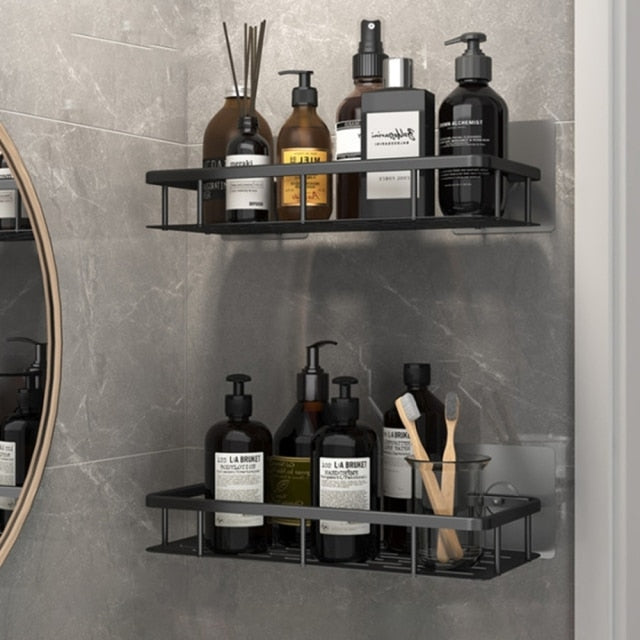Bathroom Shelves | Metal Suction Cup Mount | Durable Metal | Tool-Free Install