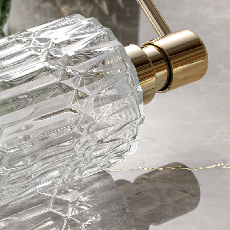 Bathroom Soap Dispenser | Diamond-Pattern Glass | 390ml Capacity | Elegant Design