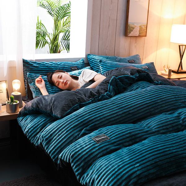 Bedding Set | Thick Corduroy Velvet | 3-Piece Duvet Cover & Pillowcases | Cozy Warmth