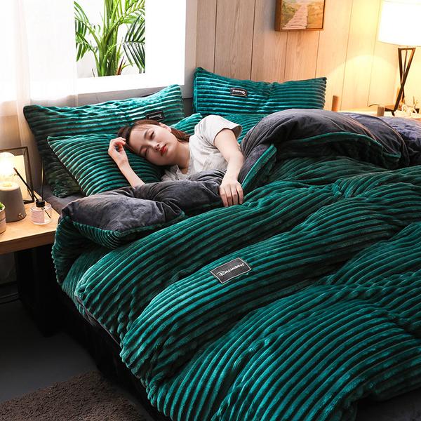 Bedding Set | Thick Corduroy Velvet | 3-Piece Duvet Cover & Pillowcases | Cozy Warmth