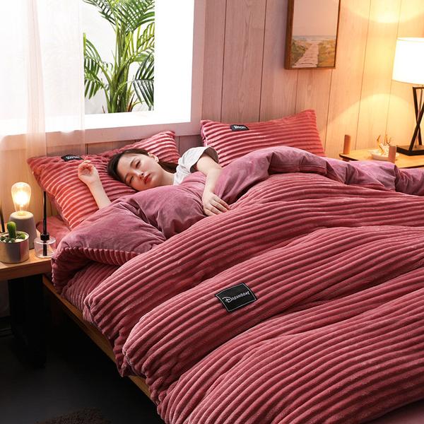 Bedding Set | Thick Corduroy Velvet | 3-Piece Duvet Cover & Pillowcases | Cozy Warmth