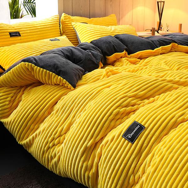 Bedding Set | Thickened Corduroy Velvet | Polyester 3-Piece Set | Cozy Warmth