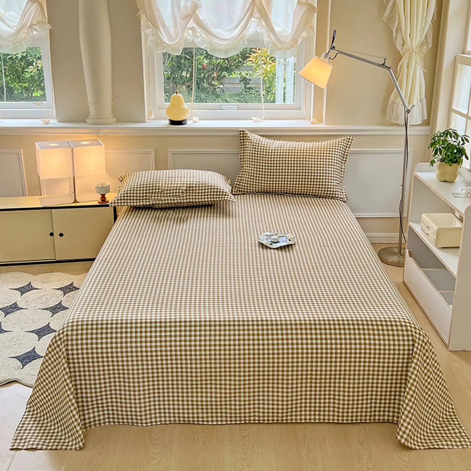 Bedsheet Set | Washed Soft Solid Design | Includes 2 Pillowcases & Flat Sheet | Comfortable Sleep