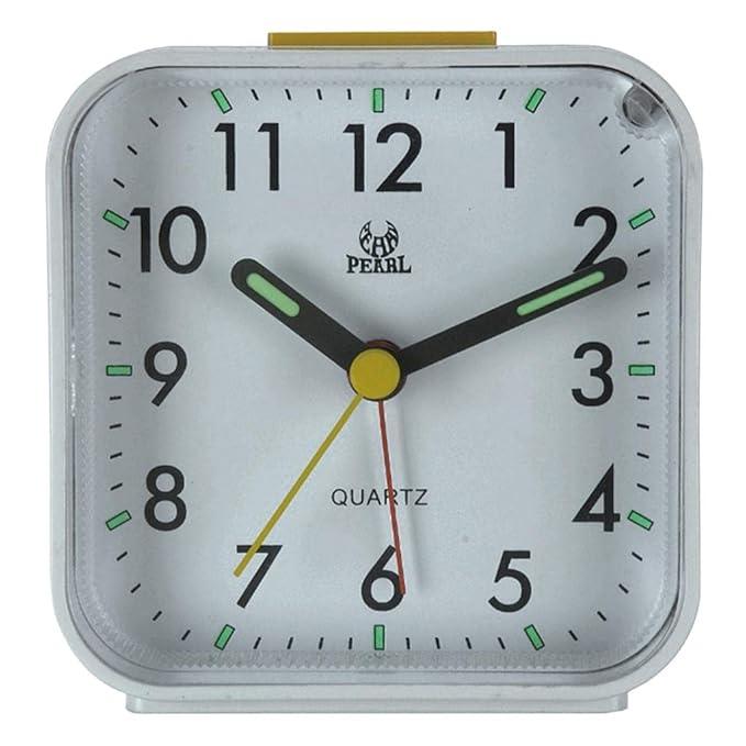 Bedside Alarm Clock | Silent Analog Face | Snooze & Night Light | Compact Nightstand Size