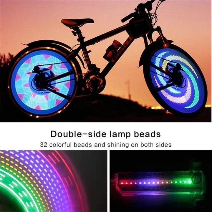 Bike Spoke LED Wheel Light | 32 Patterns RGB Display | Clip-On Battery Powered | High Visibility
