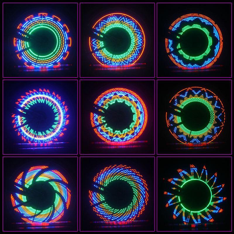 Bike Spoke LED Wheel Light | 32 Patterns RGB Display | Clip-On Battery Powered | High Visibility