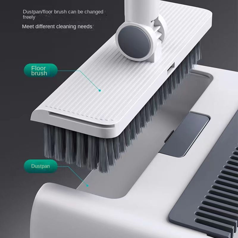 Broom & Dustpan Set | Integrated Comb & Ergonomic Handle | Stainless Steel Handle | Space-Saving