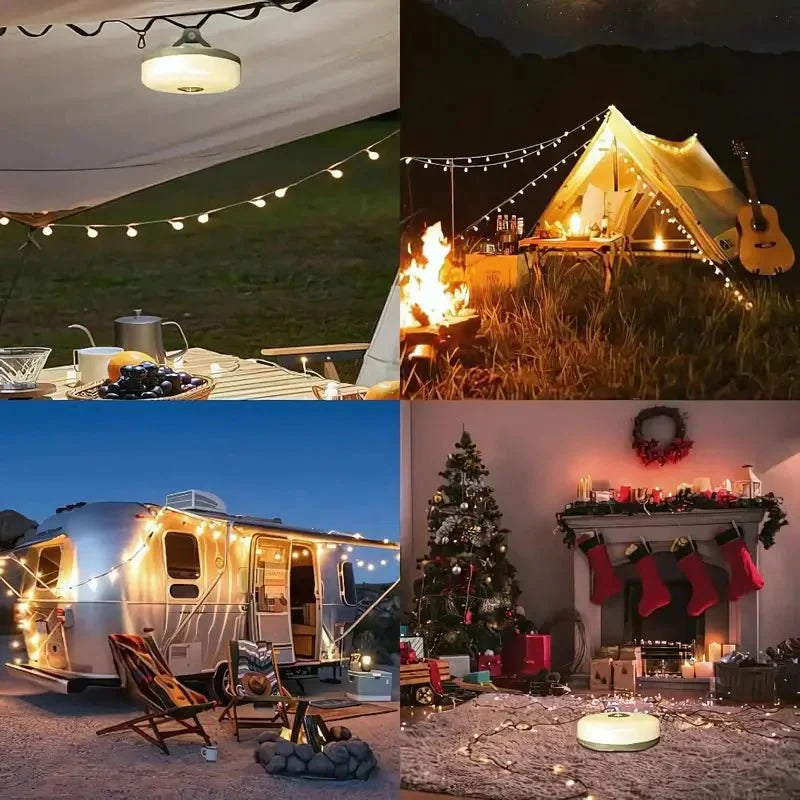Camping String Lights | Waterproof LED Retractable 10m | Battery-Powered | Travel-Friendly