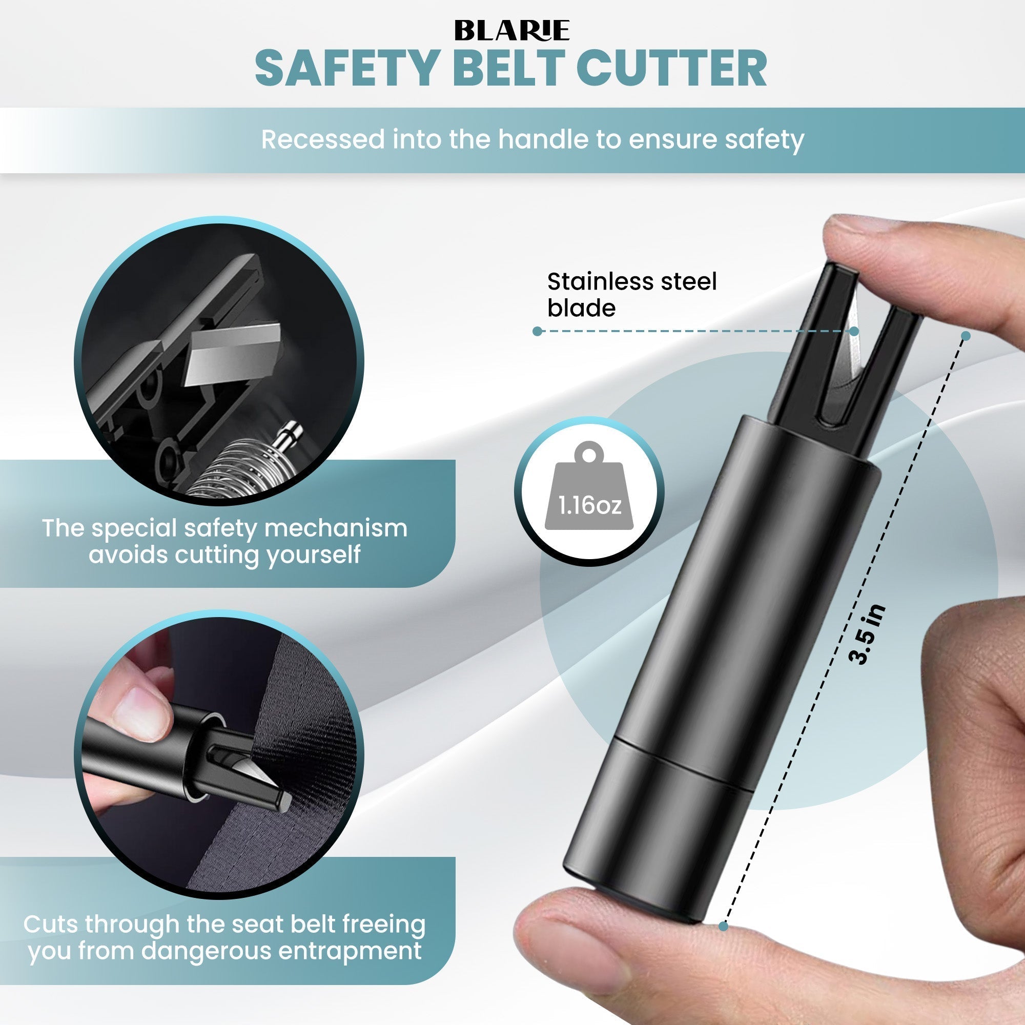 Car Escape Hammer | Tungsten Tip Window Breaker | Stainless Steel Seatbelt Cutter