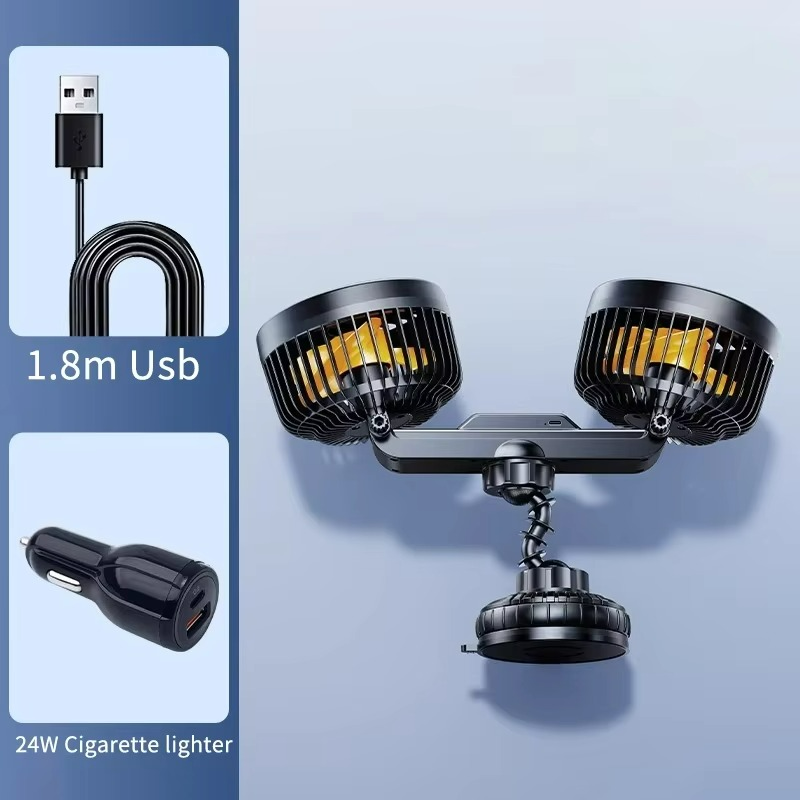 Car Fan | Long Battery Life & Adjustable Speeds | Suction Mount & USB Rechargeable