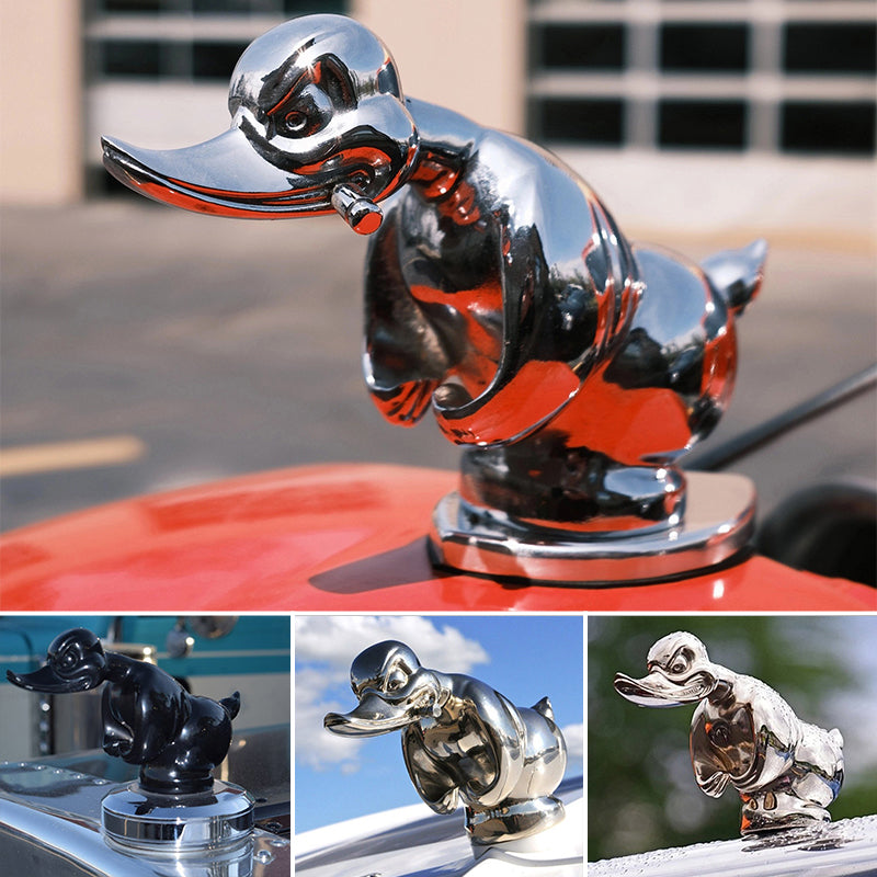 Car Hood Ornament | Angry Duck Design | Chrome-Plated Rubber 6×4 in | Universal Fit
