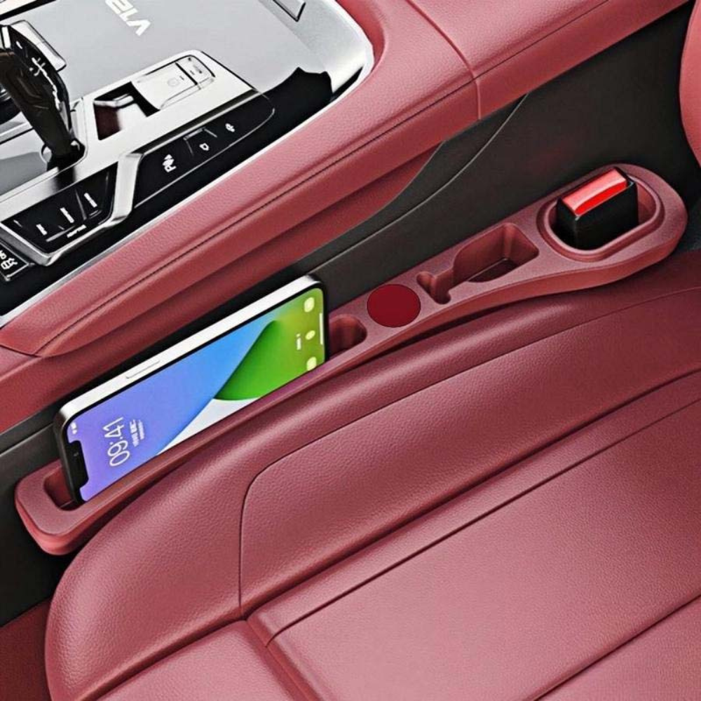 Car Seat Gap Filler Organizer Pair | Faux Leather Slim Profile | Built-In Slots | Organized Storage