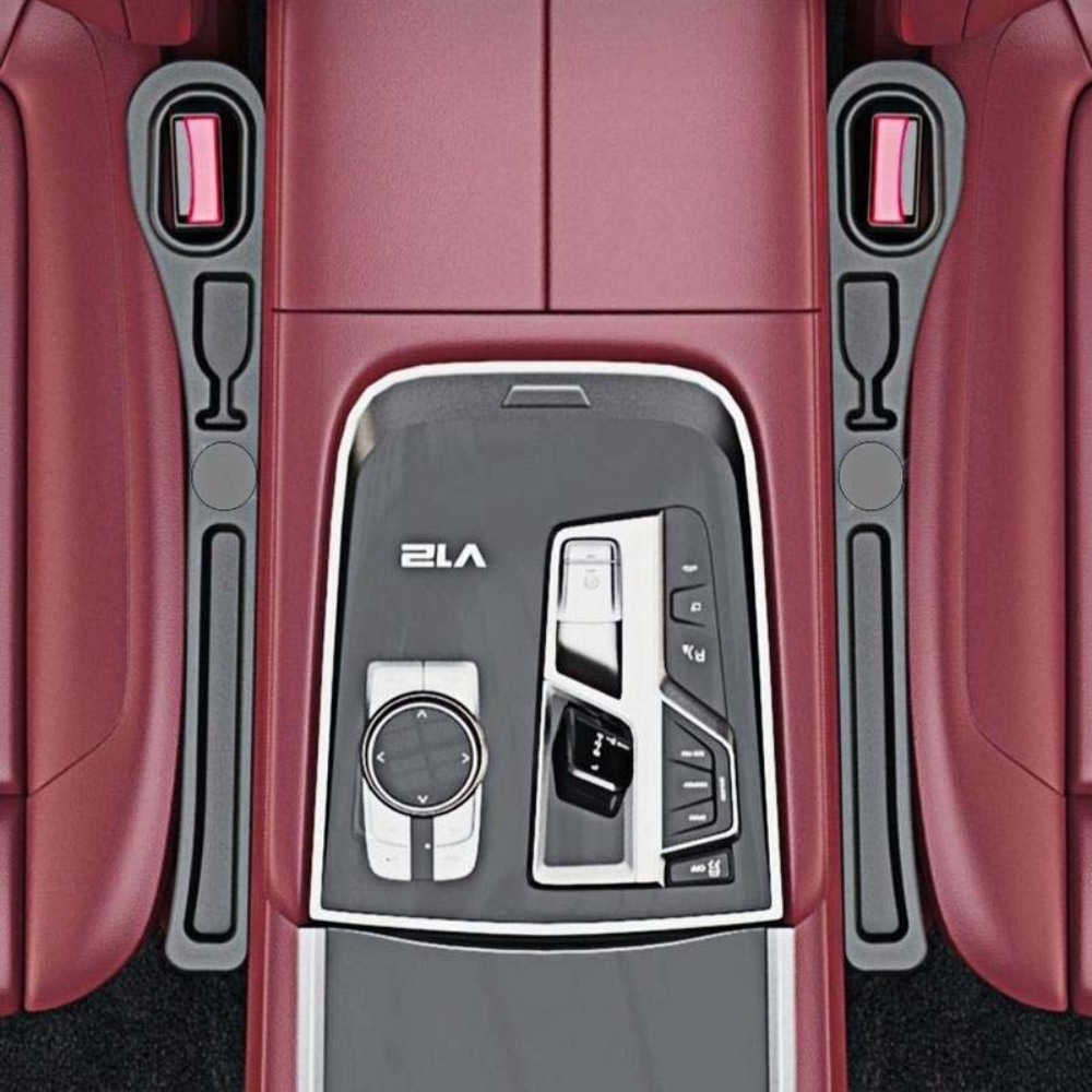 Car Seat Gap Filler Organizer Pair | Faux Leather Slim Profile | Built-In Slots | Organized Storage