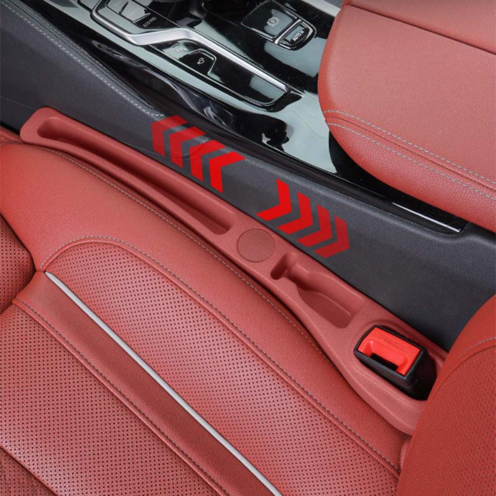 Car Seat Gap Filler Organizer Pair | Faux Leather Slim Profile | Built-In Slots | Organized Storage