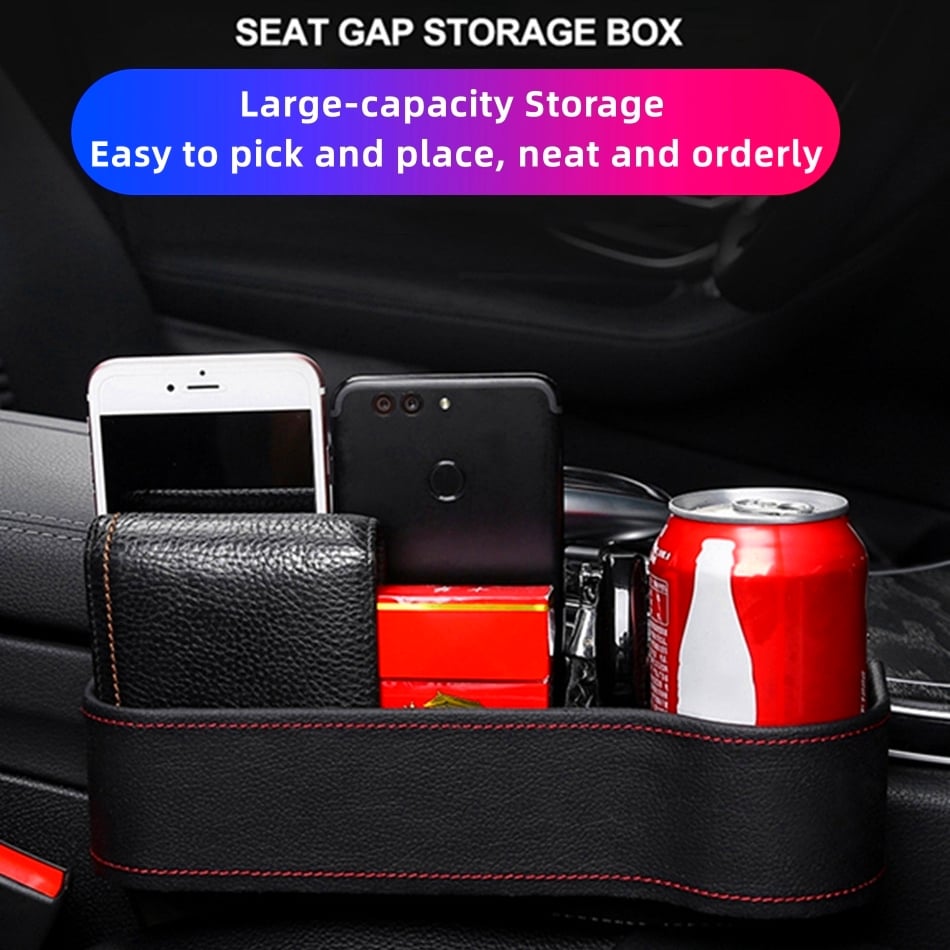 Car Seat Gap Organizer | Premium Leather Design | Cup Holder & Phone Storage | Universal Fit