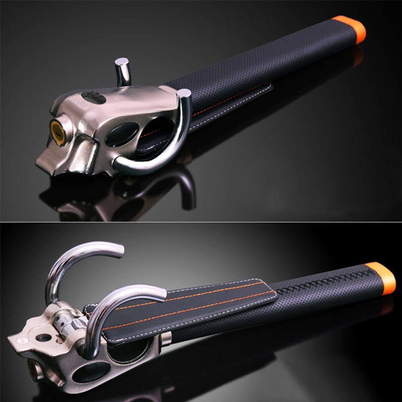 Car Steering Wheel Lock | Heavy-Duty Three-Directional Lock | Leather Padding & Adjustable Fit
