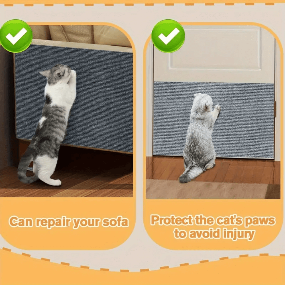 Cat Furniture Protector Pad | Heavy-Duty Polyester | Straps & Adhesive | Easy-Clean