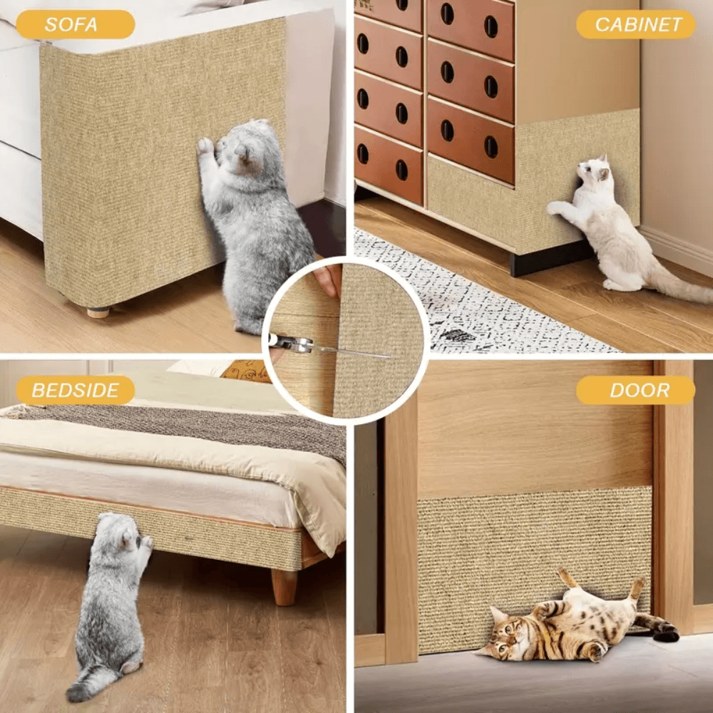 Cat Scratch Pad | Durable Polyester Furniture Protector | Straps & Adhesive | Gentle on Claws
