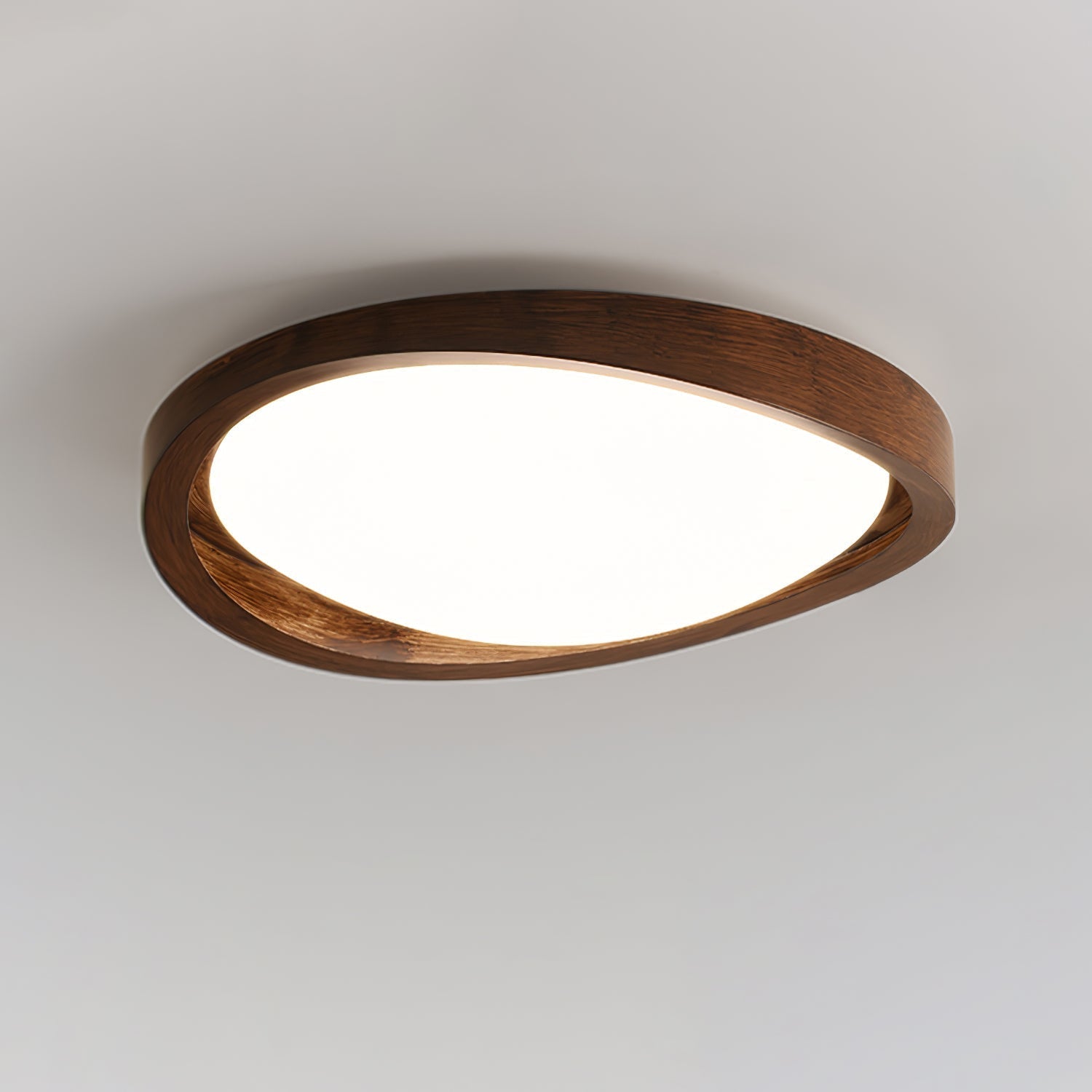 Ceiling Lamp | Modern Curved LED Design | Walnut Finish & 45cm | Living Room
