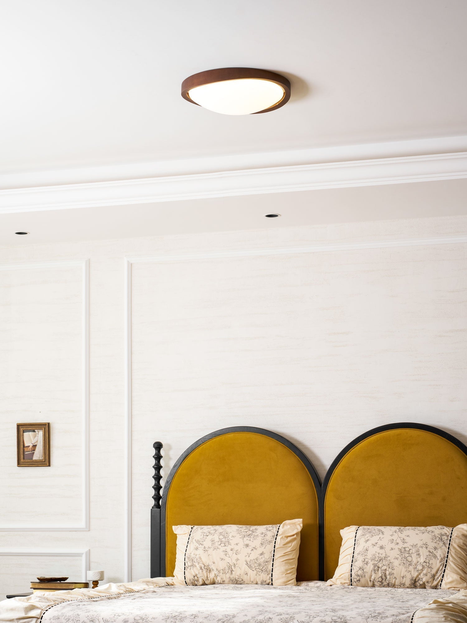 Ceiling Lamp | Modern Curved LED Design | Walnut Finish & 45cm | Living Room
