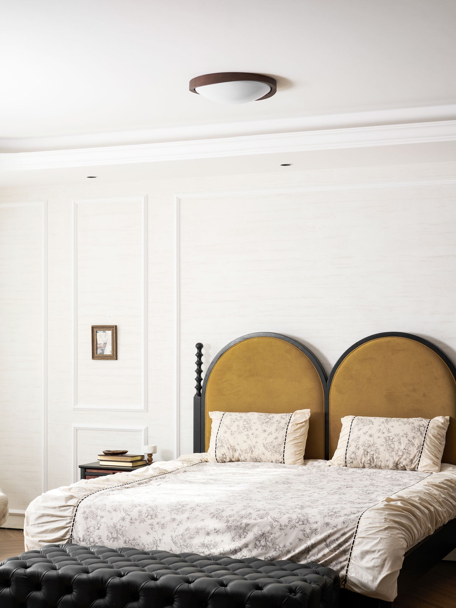 Ceiling Lamp | Modern Curved LED Design | Walnut Finish & 45cm | Living Room