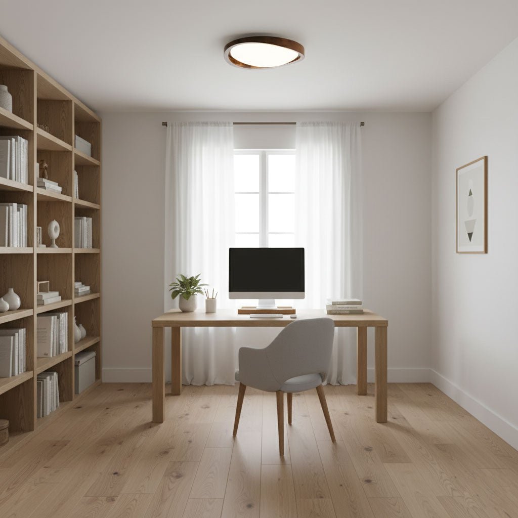 Ceiling Lamp | Modern Curved LED Design | Walnut Finish & 45cm | Living Room