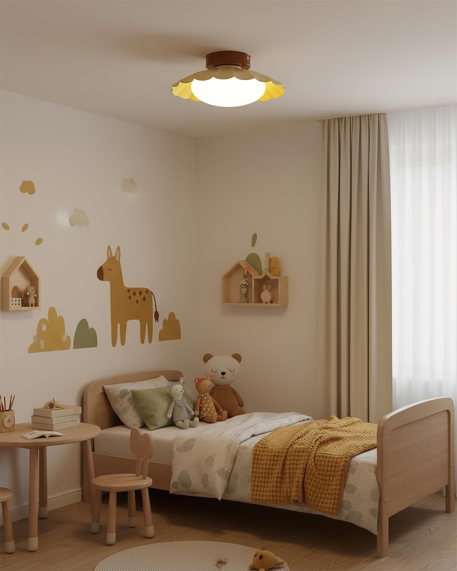 Ceiling Light | Sculptural Wavy Cloud Design | Integrated LED | 25cm Diameter, Moisture-Resistant