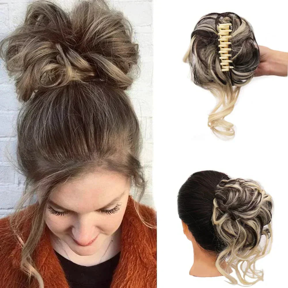 Clip-In Curly Hair Bun | Natural-Looking Curls | Secure Clip Attachment