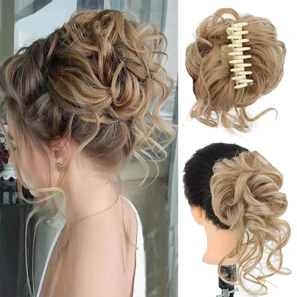 Clip-In Curly Hair Bun | Natural-Looking Curls | Secure Clip Attachment