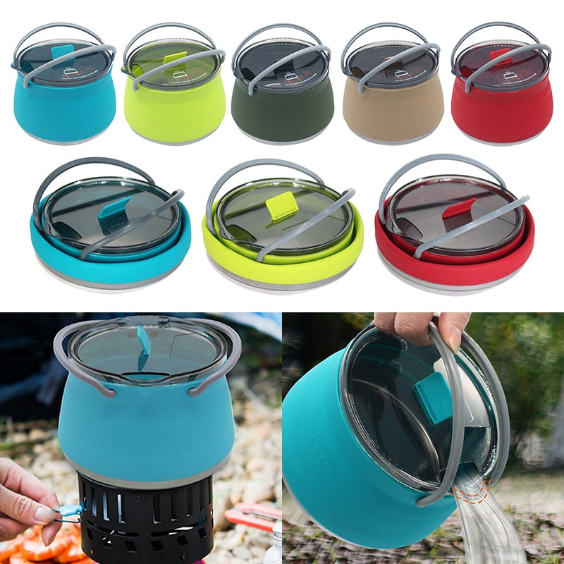 Collapsible Camping Kettle | Multifunctional Boil & Cook | Stainless Steel, 1L Capacity