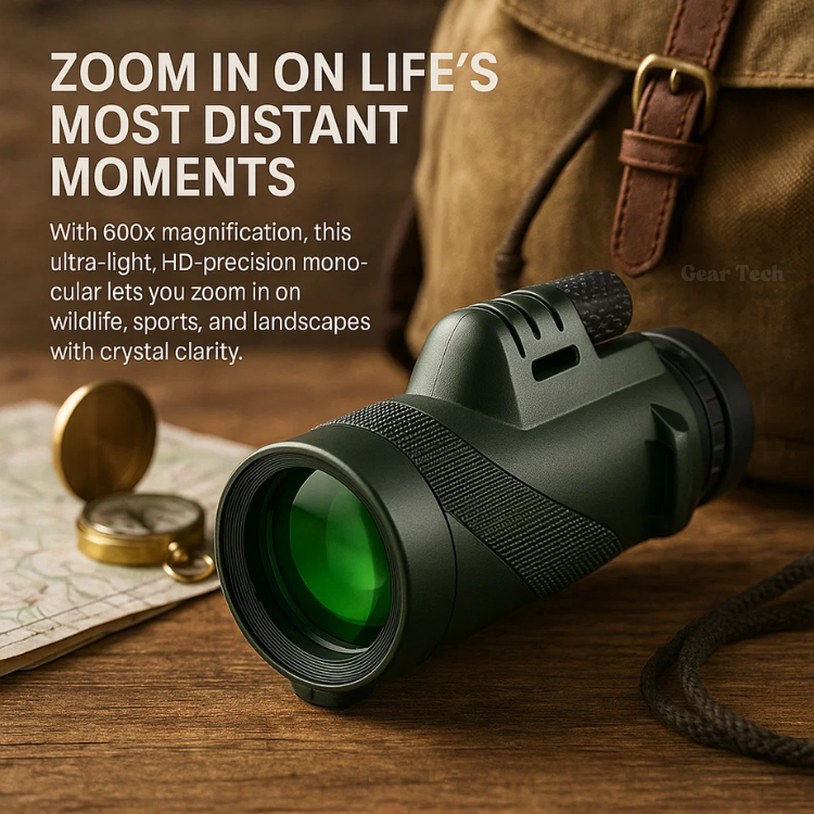 Compact Monocular | 600x Magnification | Multi-Coated HD Glass Lens | Smartphone Adapter