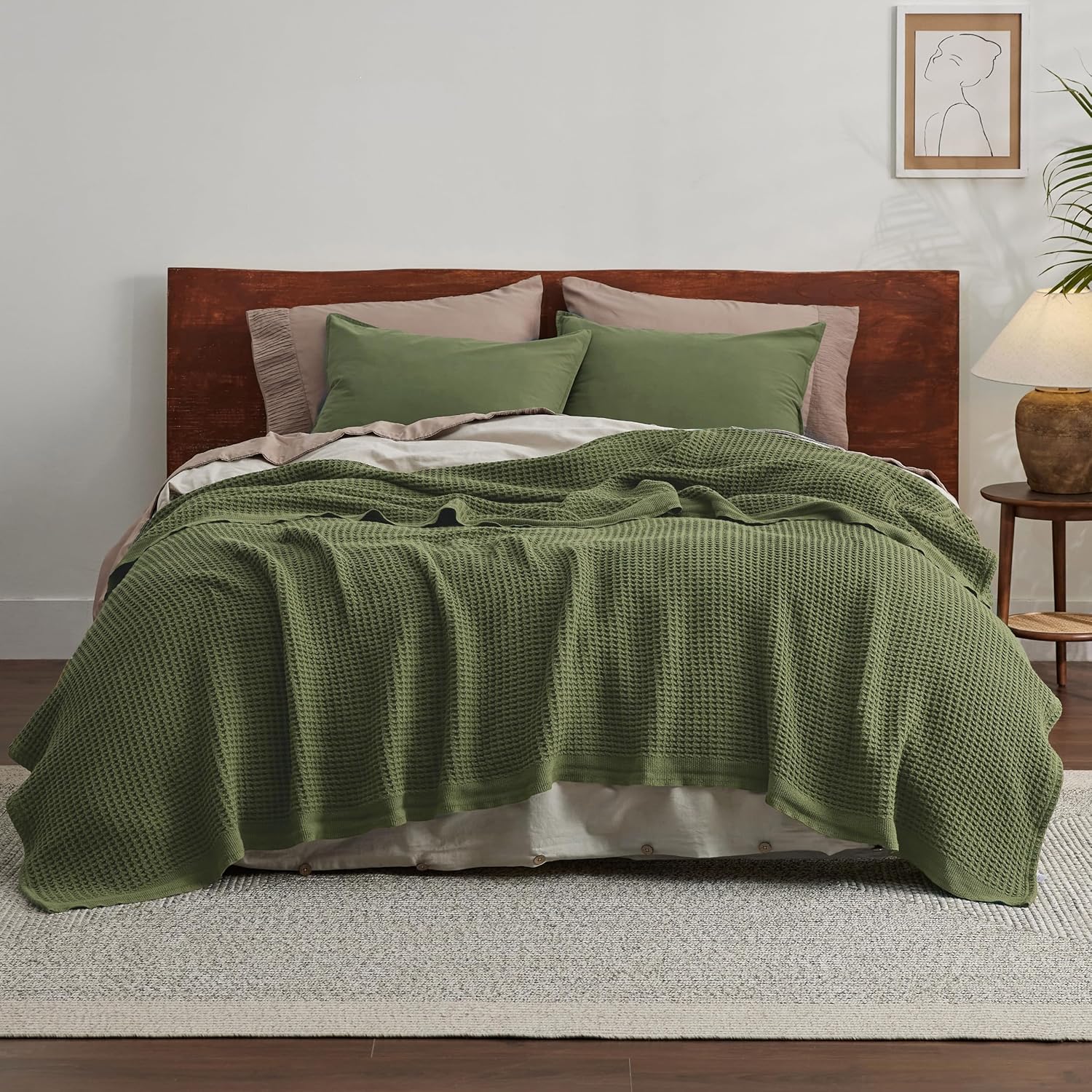 Cooling Blanket | Waffle Weave Cooling Design | 100% Cotton Queen | Lightweight & Breathable