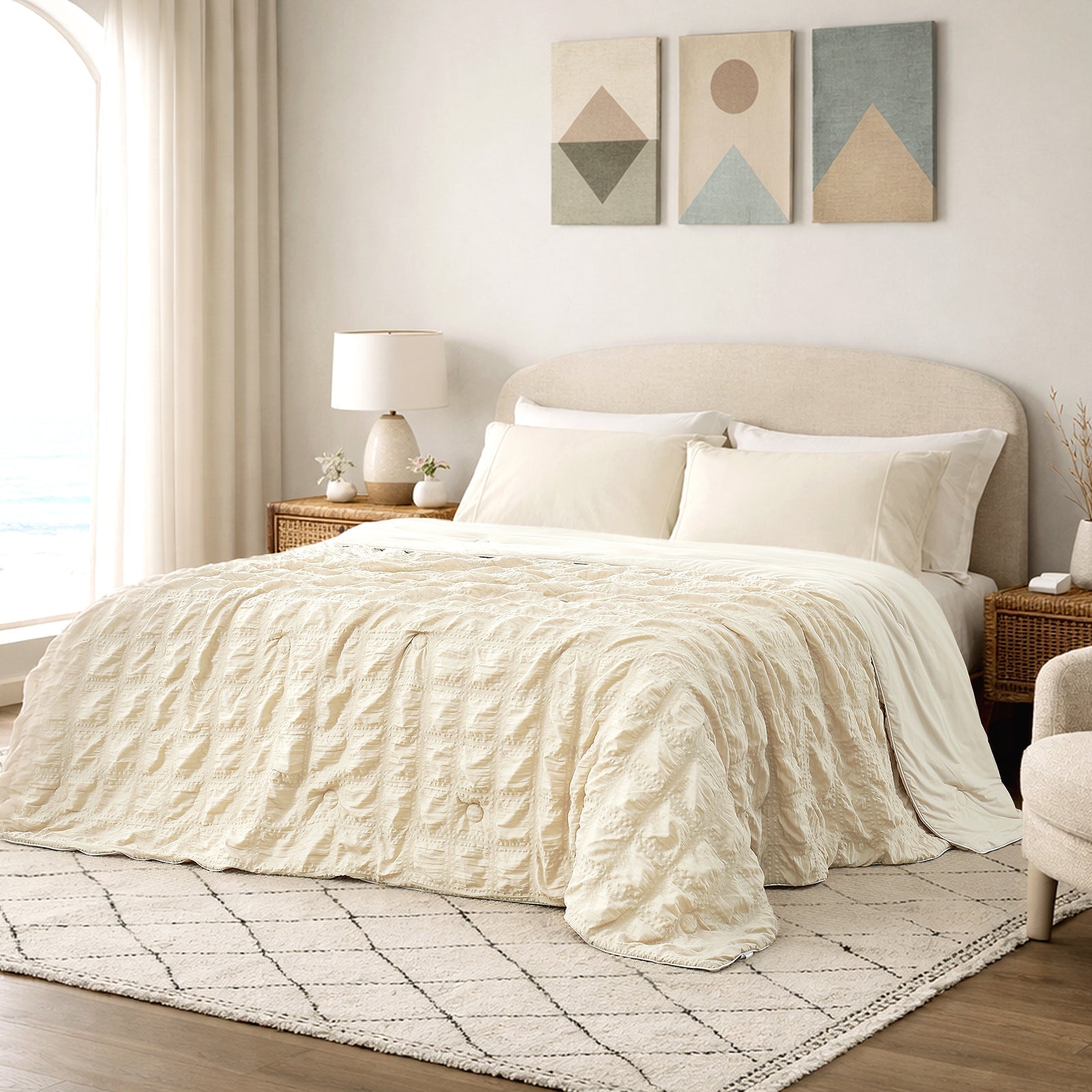 Cooling Comforter | Advanced Airflow | Lightweight Seersucker Fabric & Plaid | For Hot Sleepers
