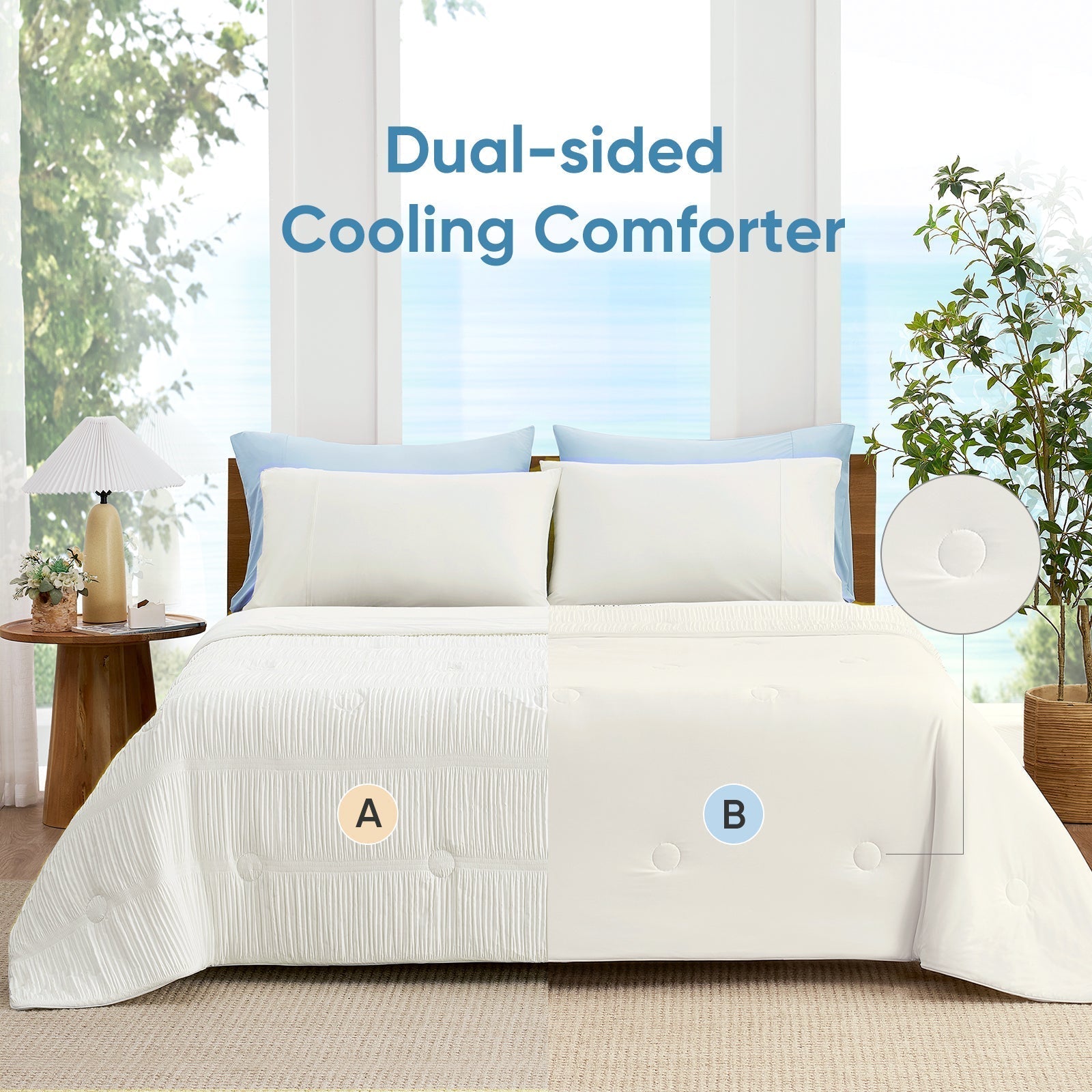 Cooling Comforter | Striped Design | Lightweight Breathable Fabric for Hot Sleepers
