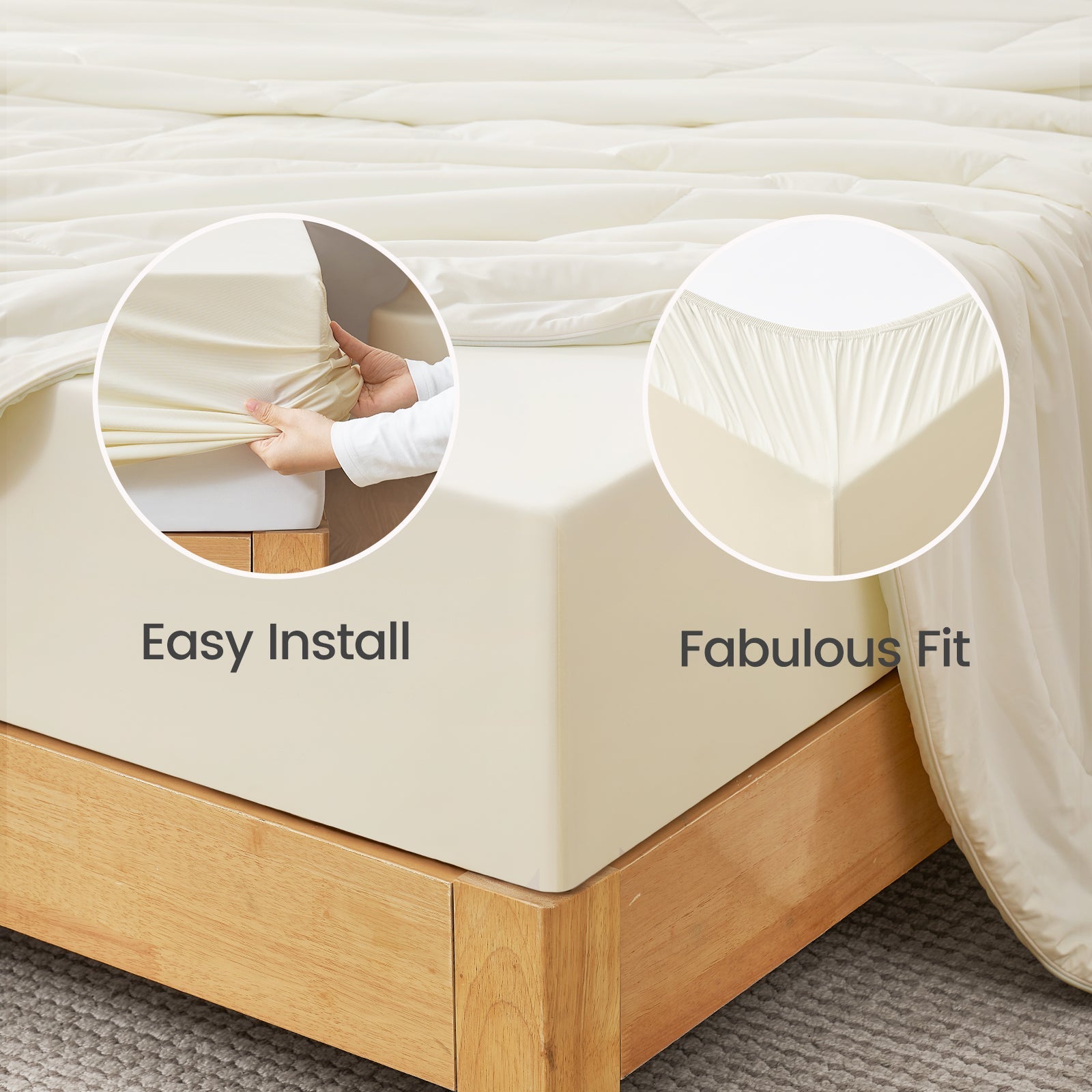 Cooling Fitted Sheet Set | Japanese Cooling Fabric | Deep Pockets up to 15 in
