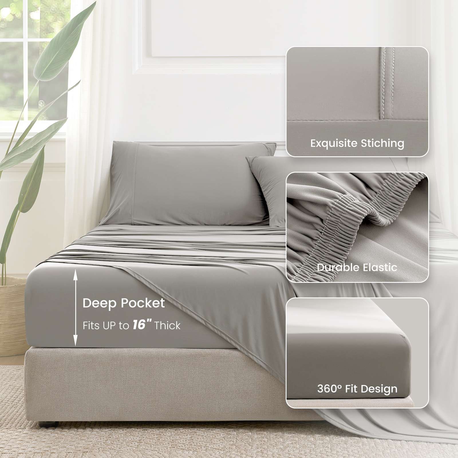 Cooling Sheet Set | Breathable Performance | Deep-Pocket Fit up to 16 in | Soft for Sensitive Skin