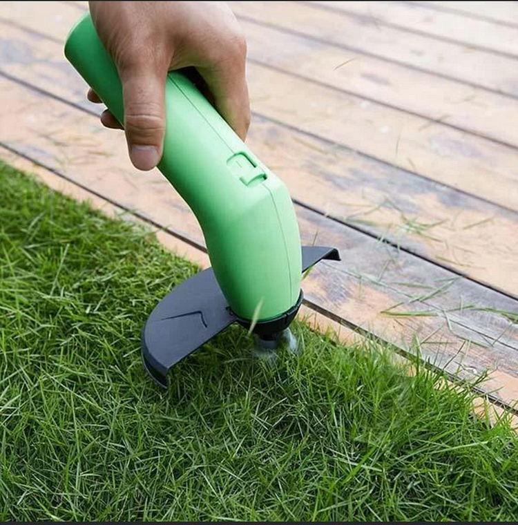 Cordless Mini Weed Trimmer | Adjustable Cutting Head | Extension Pole & Debris Shield