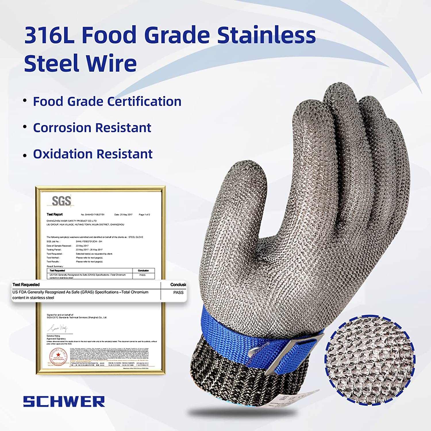 Cut-Resistant Kitchen Glove | Stainless Steel Mesh | Food-Safe & Dishwasher Safe
