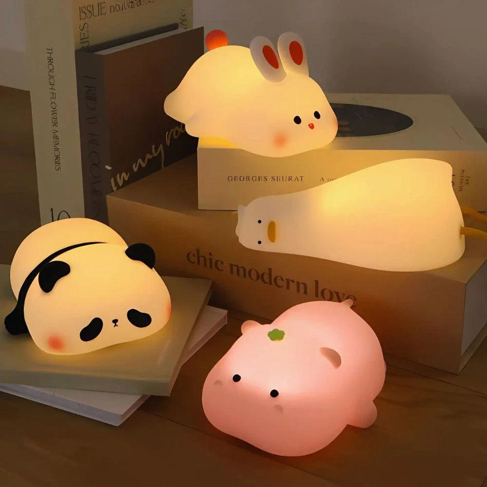 Cute Animal LED Night Lamp | Touch & Squeeze Control | Rechargeable Battery | Soothing Ambience