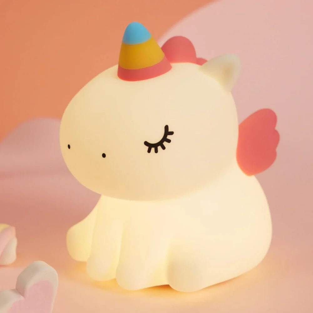 Cute Animal LED Night Lamp | Touch & Squeeze Control | Rechargeable Battery | Soothing Ambience