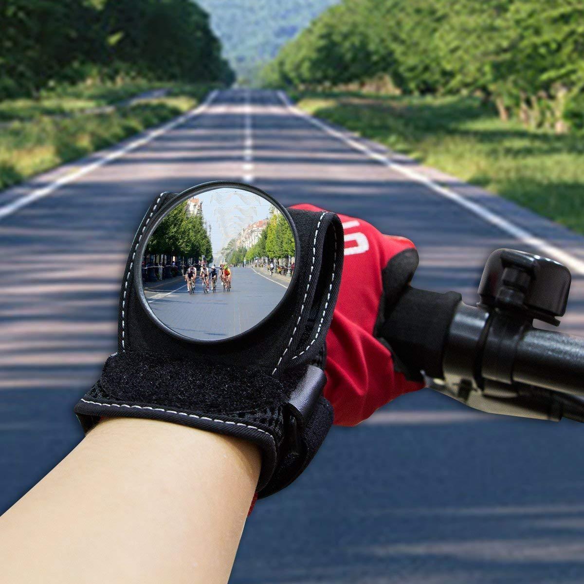 Cycling Wrist Mirror | Adjustable Wide-Angle Mirror | Breathable Mesh Strap & Pocket | Secure Fit