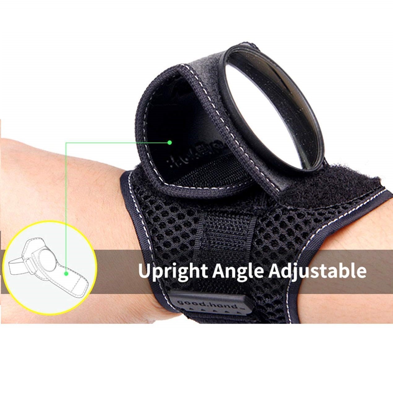 Cycling Wrist Mirror | Adjustable Wide-Angle Mirror | Breathable Mesh Strap & Pocket | Secure Fit