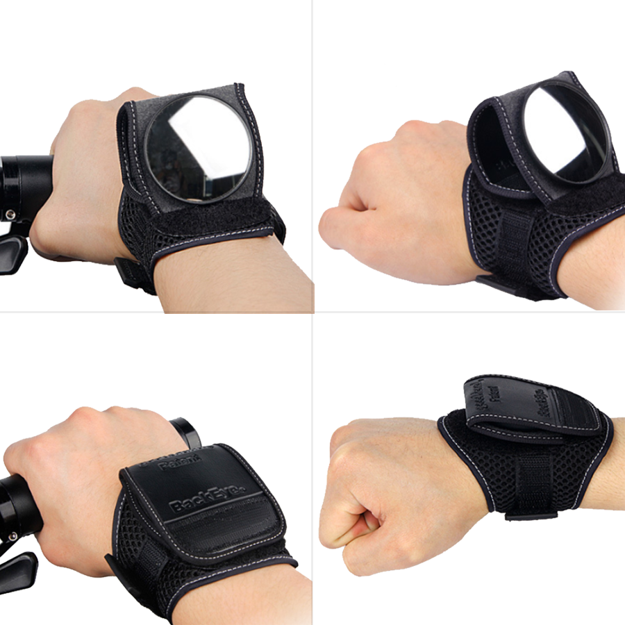 Cycling Wrist Mirror | Adjustable Wide-Angle Mirror | Breathable Mesh Strap & Pocket | Secure Fit