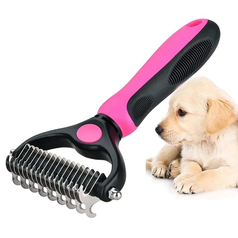 Dog & Cat Grooming Brush | Deshedding & Dematting Tool | Stainless Steel Blade | Gentle on Skin
