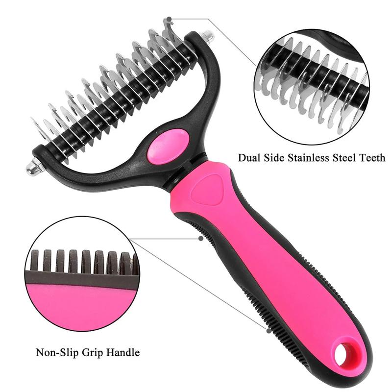 Dog & Cat Grooming Brush | Deshedding & Dematting Tool | Stainless Steel Blade | Gentle on Skin