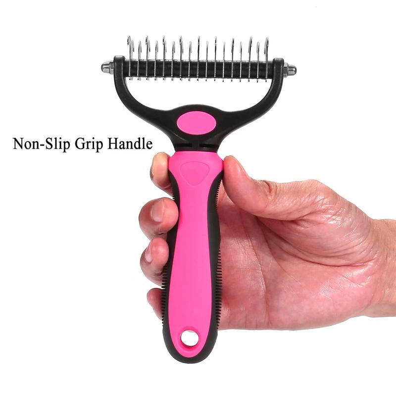 Dog & Cat Grooming Brush | Deshedding & Dematting Tool | Stainless Steel Blade | Gentle on Skin
