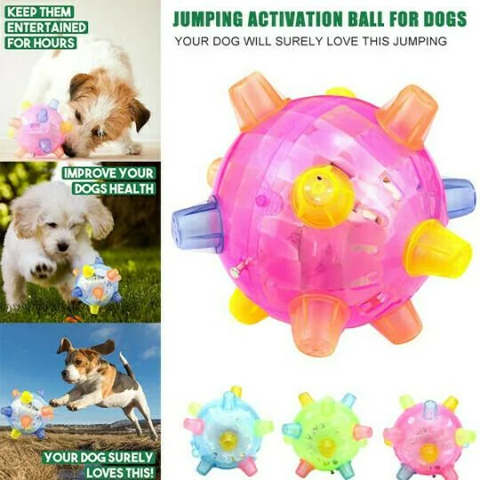 Dog Toy | Interactive Jumping LED Ball | Food-Grade Rubber & Sound | Mental Stimulation