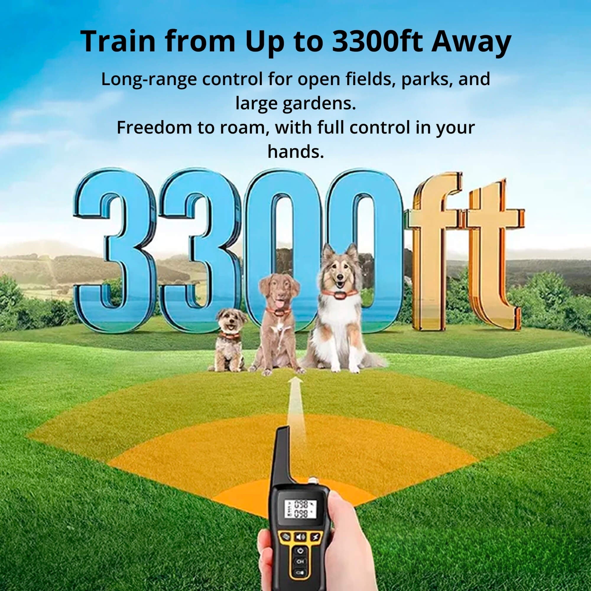 Dog Training Collar | 1000m Remote Range | Adjustable Reflective Nylon | Waterproof & Rechargeable