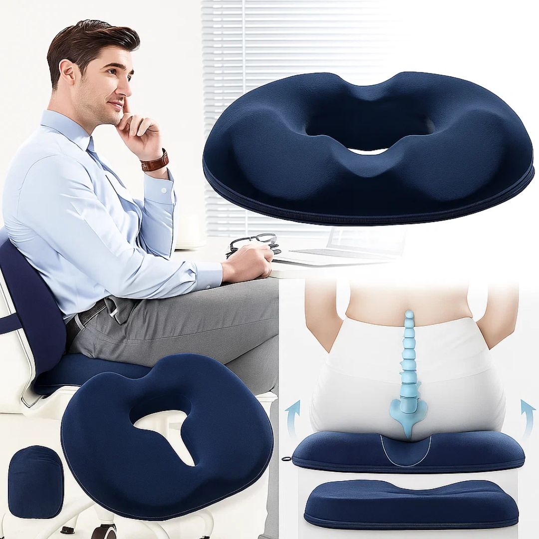 Donut Seat Cushion | Tailbone & Haemorrhoid Relief | Memory Foam & Washable Cover