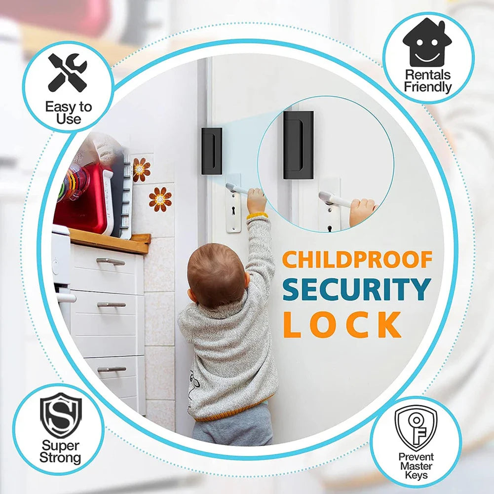 Door Security Latch | Anti-Theft Reinforcement | Aluminum, 33×23 cm | Child-Safe